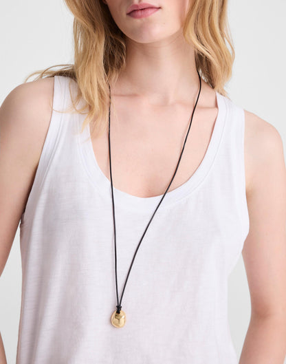 Sculptural Pendant Leather Necklace Antique Gold | Madewell