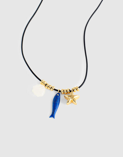 Semiprecious Charm Leather Choker Necklace Antique Gold | Madewell
