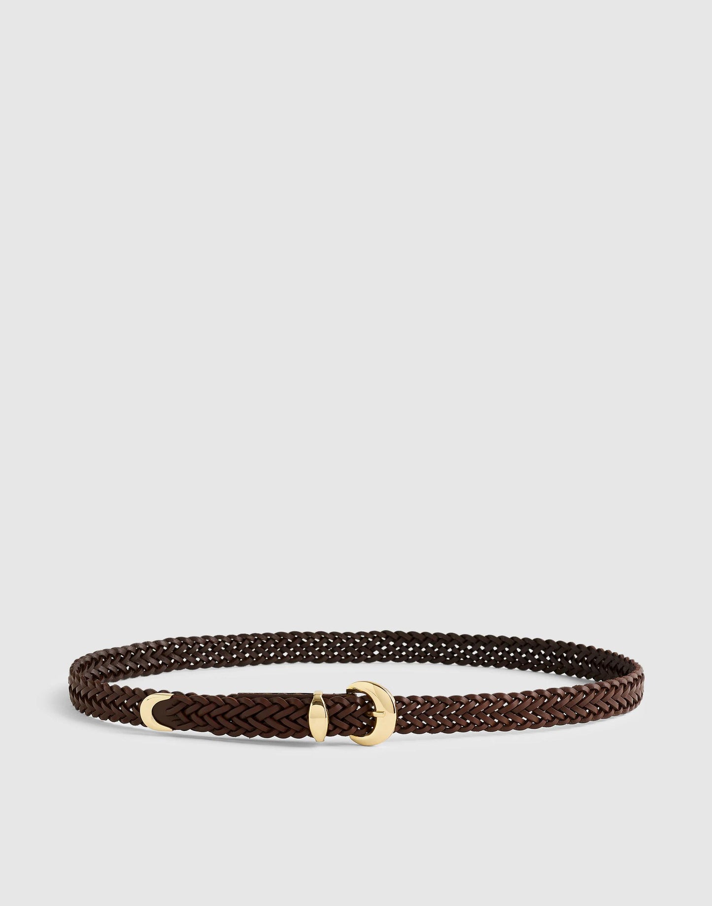 Madewell x Shopbop Domed-Buckle Belt in Woven Leather Chocolate Raisin | Madewell