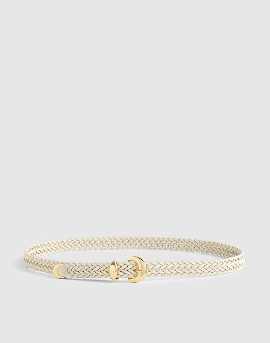Madewell x Shopbop Domed-Buckle Belt in Woven Leather Vintage Ivory | Madewell