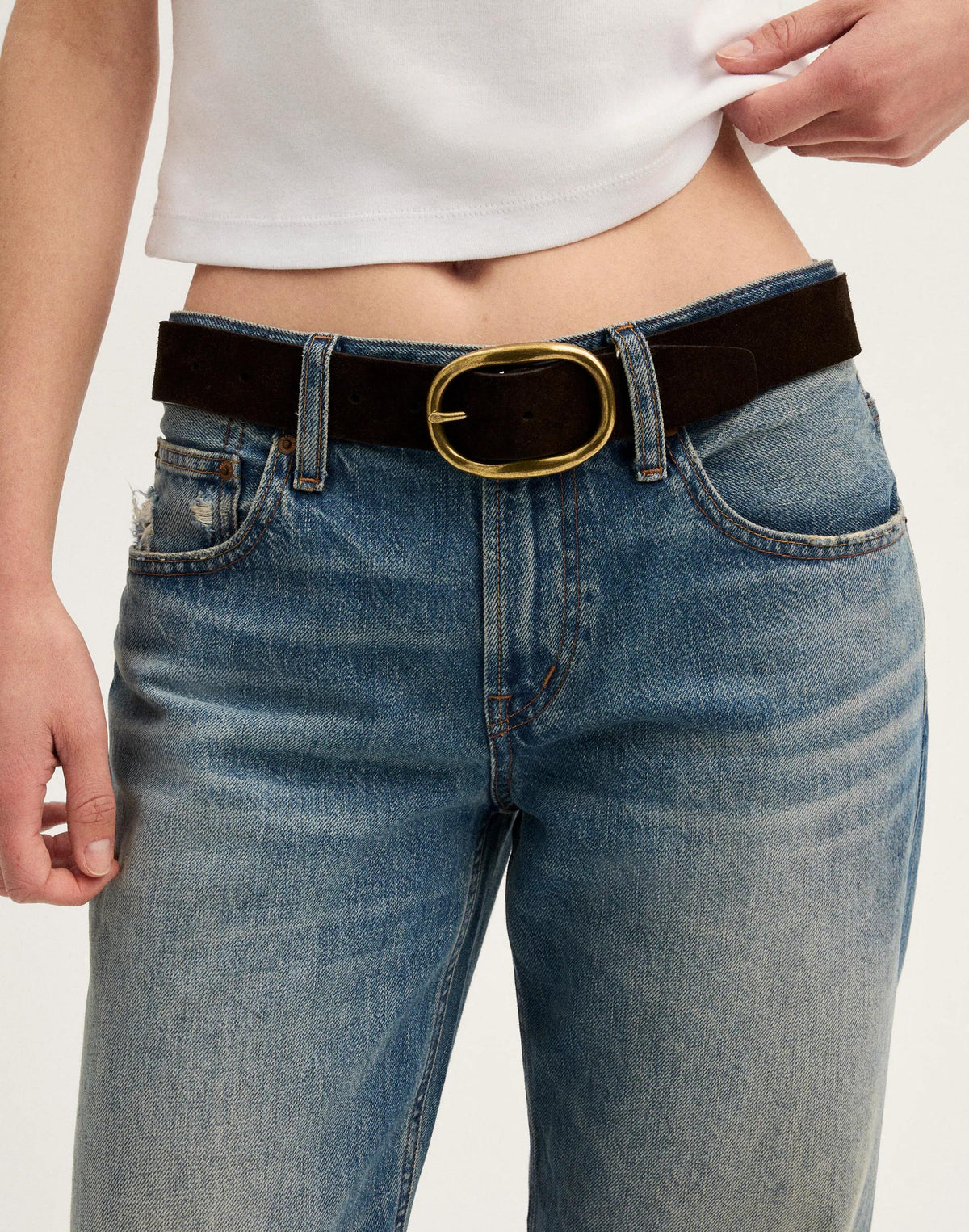 Oval-Buckle Belt Dark Carob | Madewell