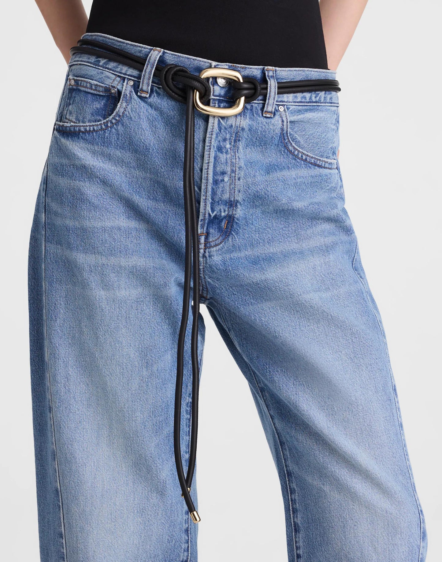 Sculpted-Buckle Tie Belt True Black | Madewell