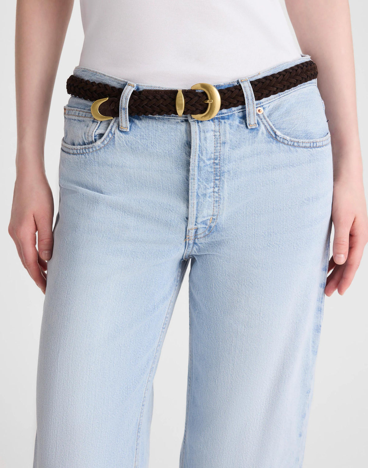 Domed-Buckle Wide Belt Dark Carob | Madewell