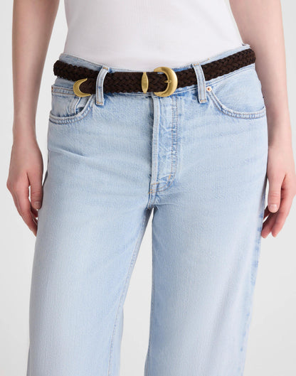 Domed-Buckle Wide Belt Dark Carob | Madewell