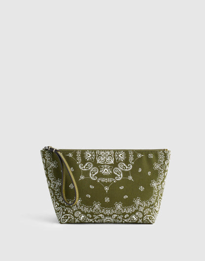 Bandana-Print Zip Pouch Classic Olive | Madewell