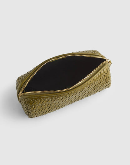 The Signature Woven Zip Pouch Classic Olive | Madewell