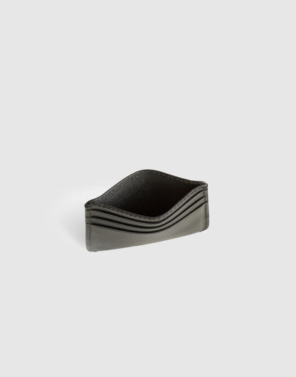 Curved Card Case in Leather True Black | Madewell