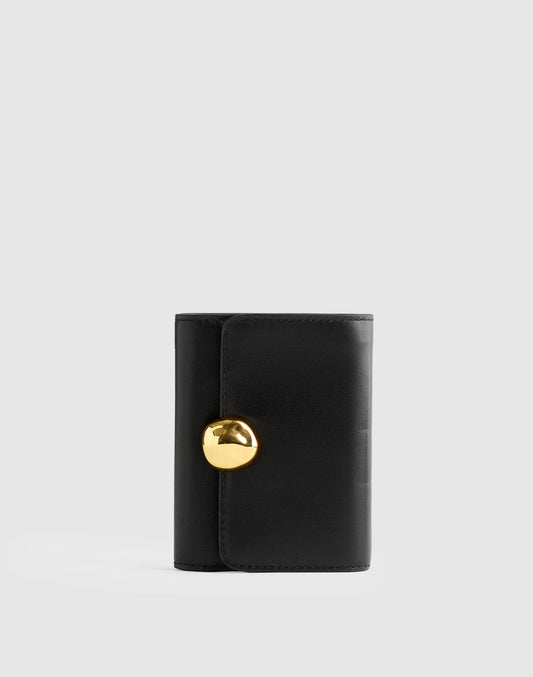 The Sculpted Metal Trifold Wallet True Black | Madewell