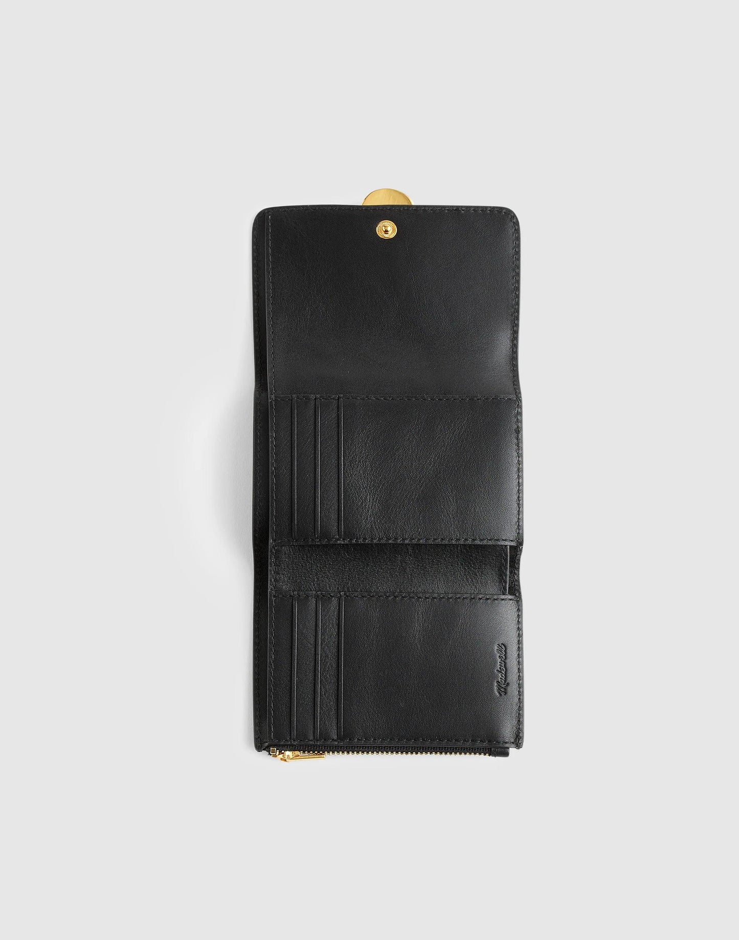 The Sculpted Metal Trifold Wallet True Black | Madewell