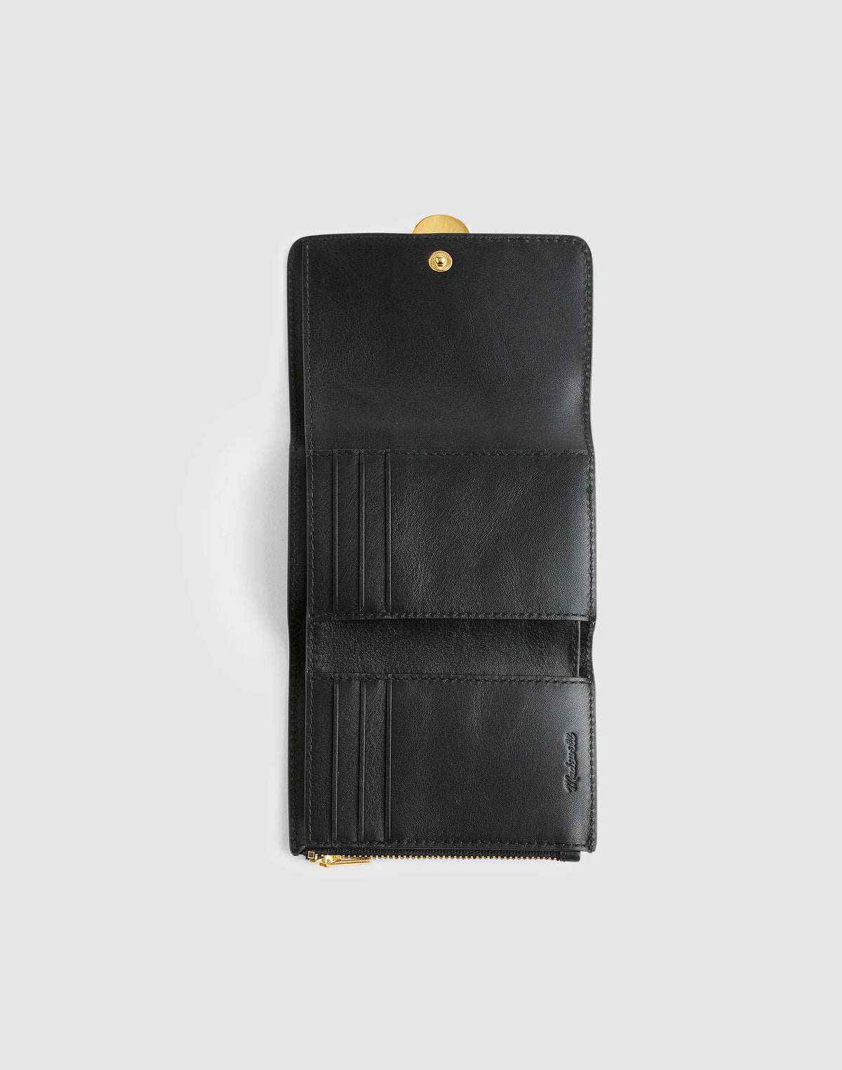 The Sculpted Metal Trifold Wallet True Black | Madewell