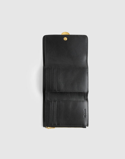 The Sculpted Metal Trifold Wallet True Black | Madewell