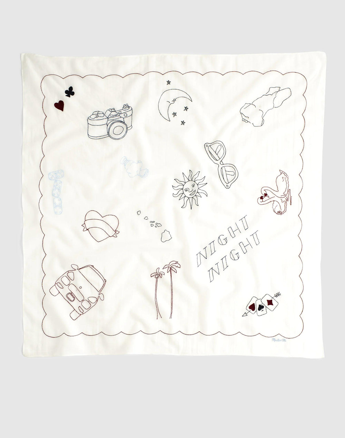 Embroidered Bandana in Cotton Embroidered Diary White | Madewell