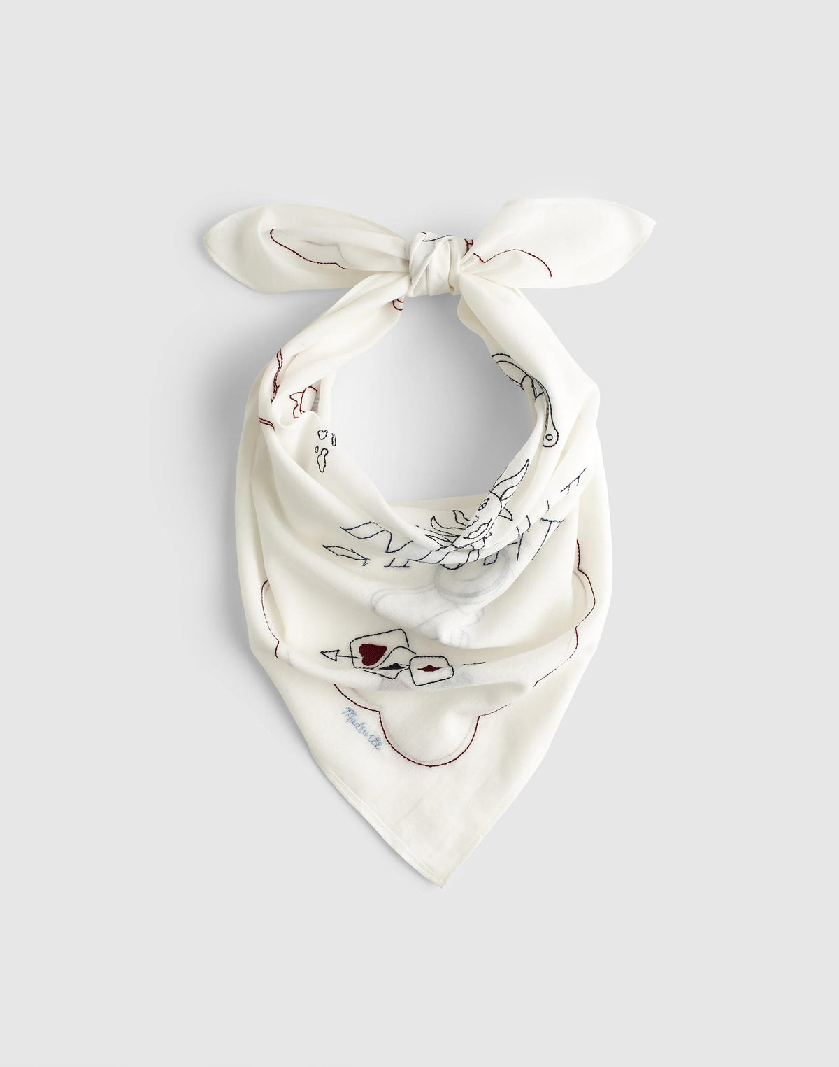 Embroidered Bandana in Cotton Embroidered Diary White | Madewell