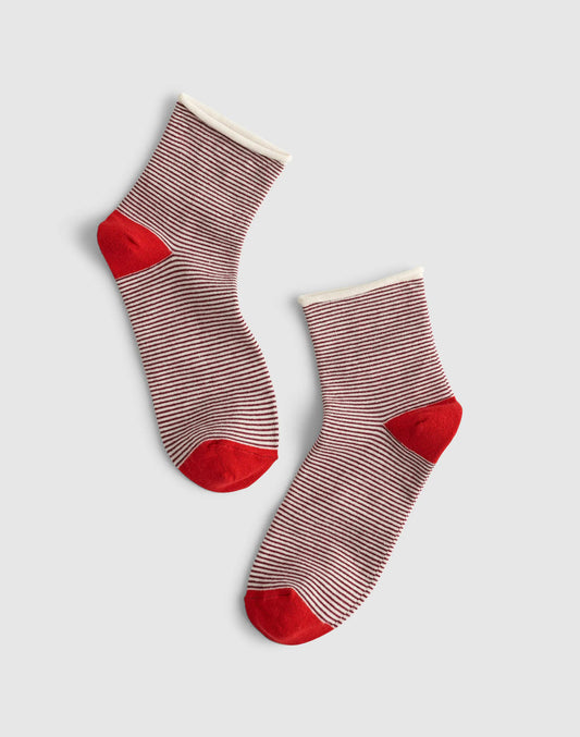 Contrast-Stripe Ankle Socks Dusty Merlot | Madewell