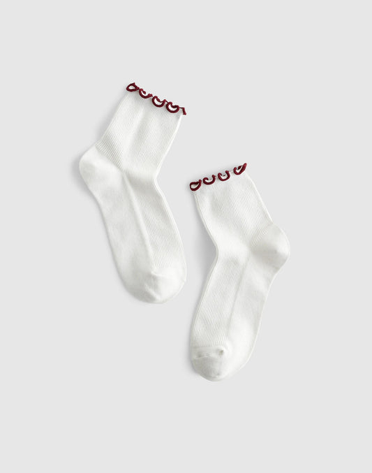Ruffle-Trim Ankle Socks Dusty Merlot | Madewell