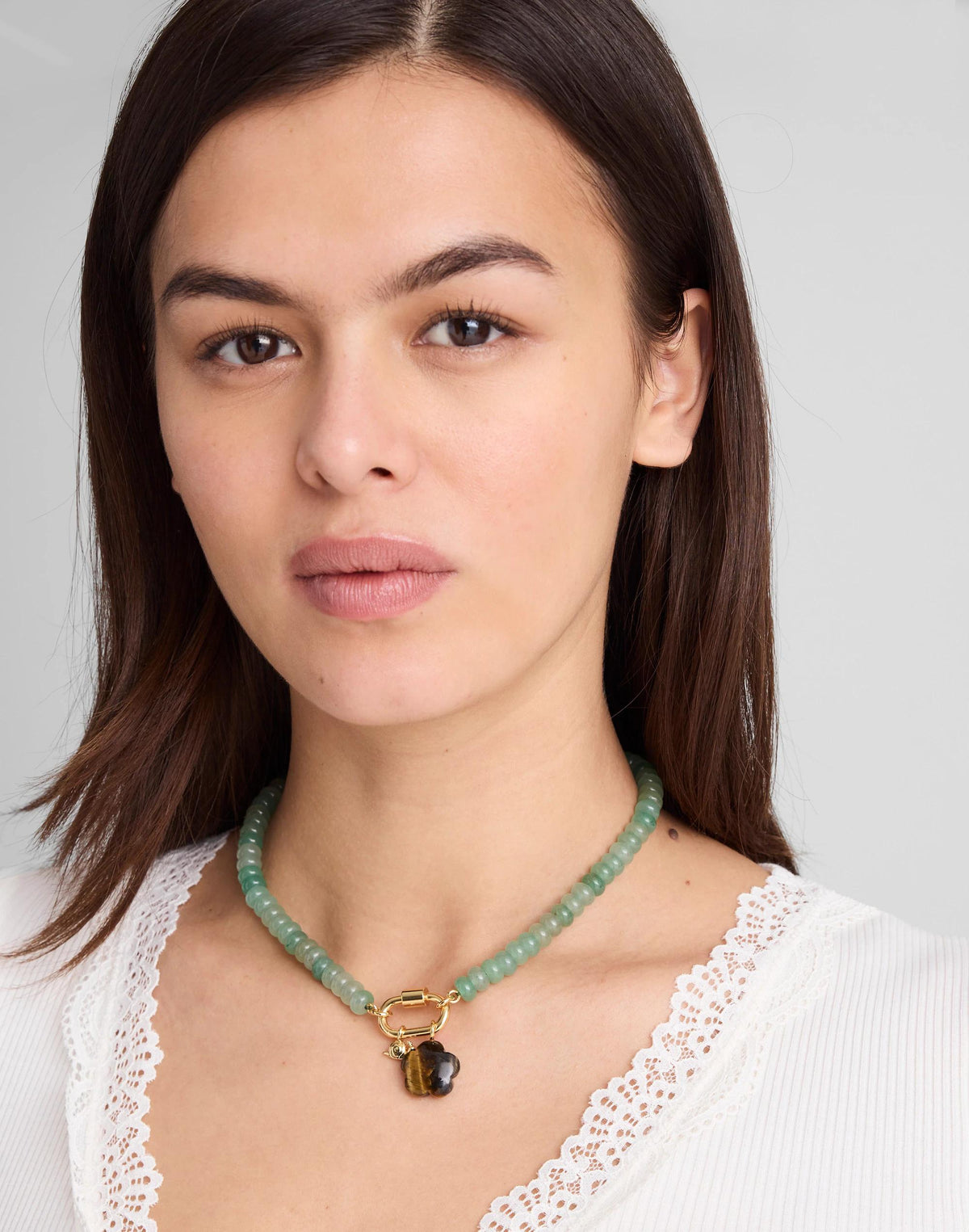 Semiprecious Beaded Carabiner Charm Necklace Antique Jade | Madewell