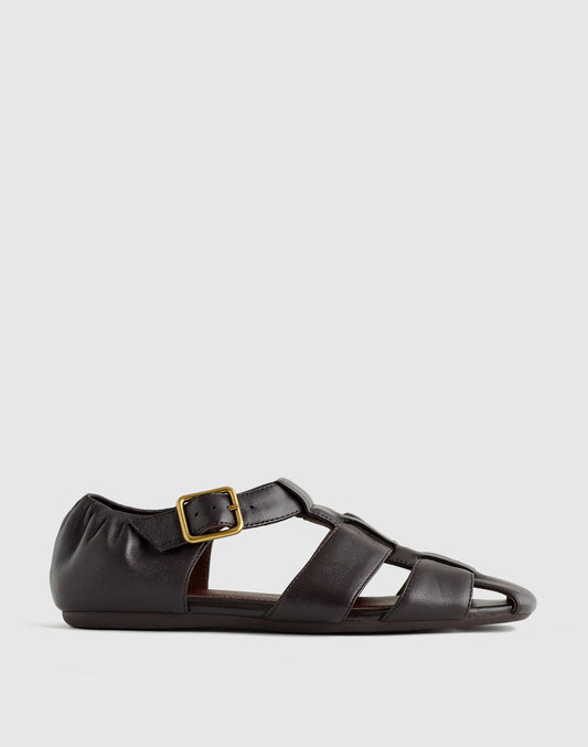 The Greta Fisherman Sandal Dark Carob | Madewell