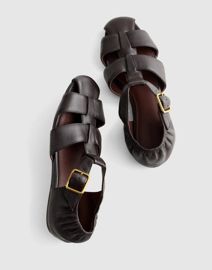 The Greta Fisherman Sandal Dark Carob | Madewell