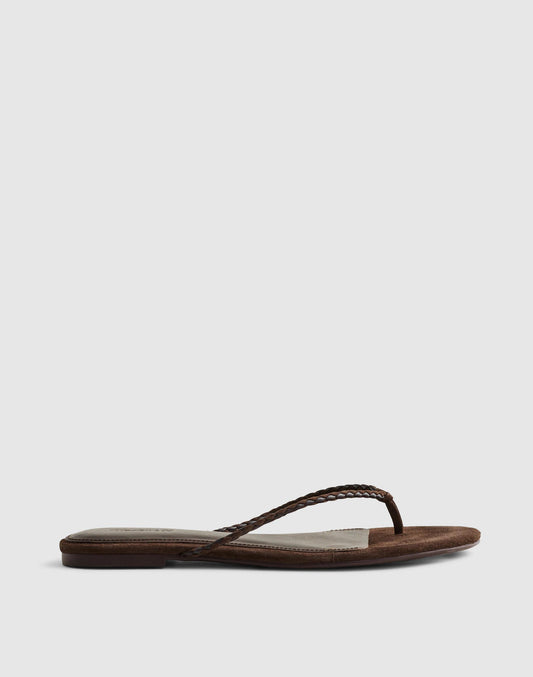 The Iggy Braided Thong Sandal Dark Carob | Madewell