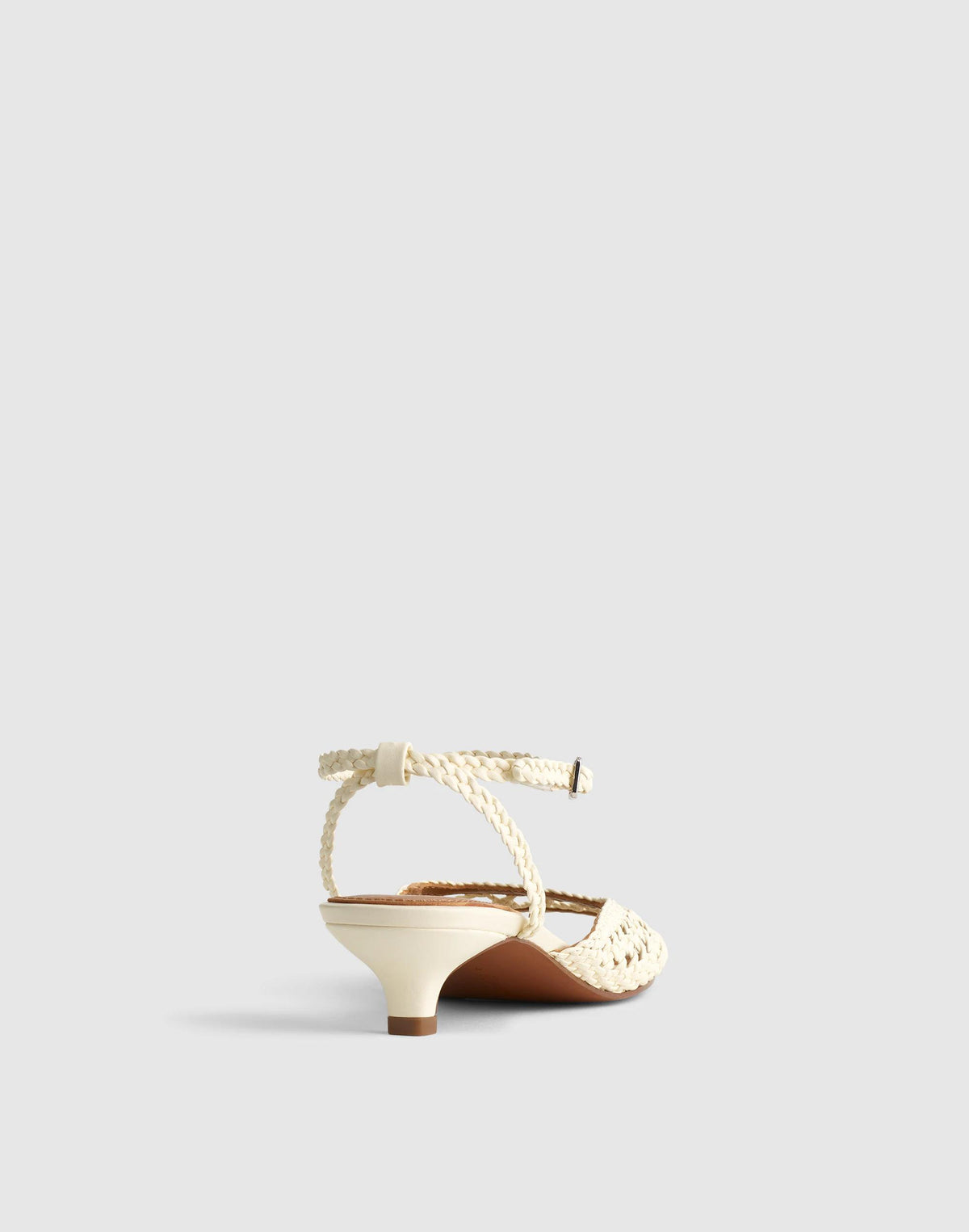 The Tyra Ankle-Strap Kitten-Heel Sandal in Woven Leather Cloud Lining | Madewell
