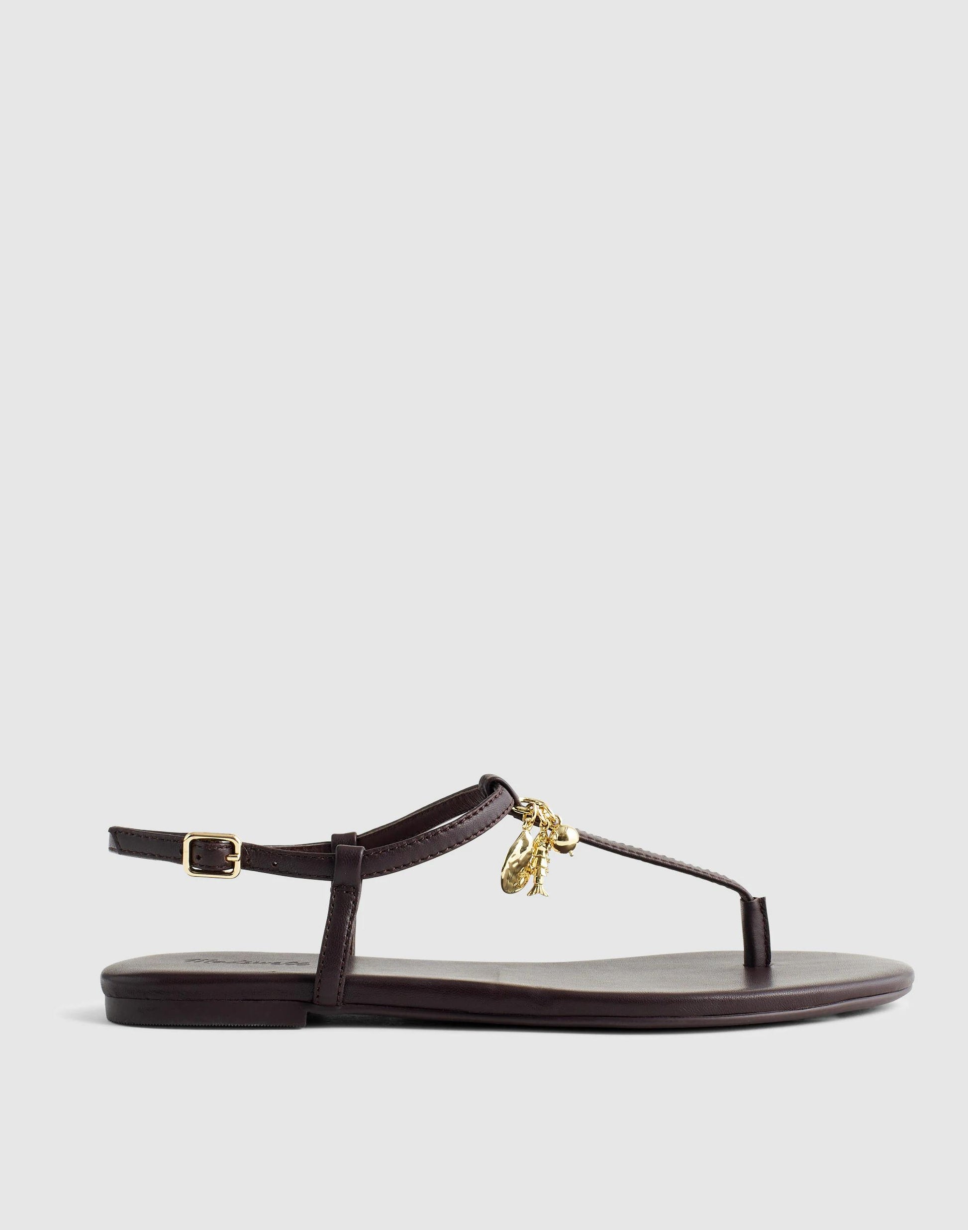 Madewell x Shopbop Iggy Charm T-Strap Sandal in Leather Coffee Bean | Madewell