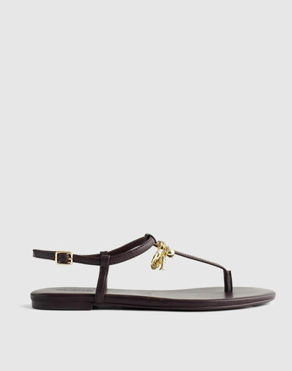 Madewell x Shopbop Iggy Charm T-Strap Sandal in Leather Coffee Bean | Madewell