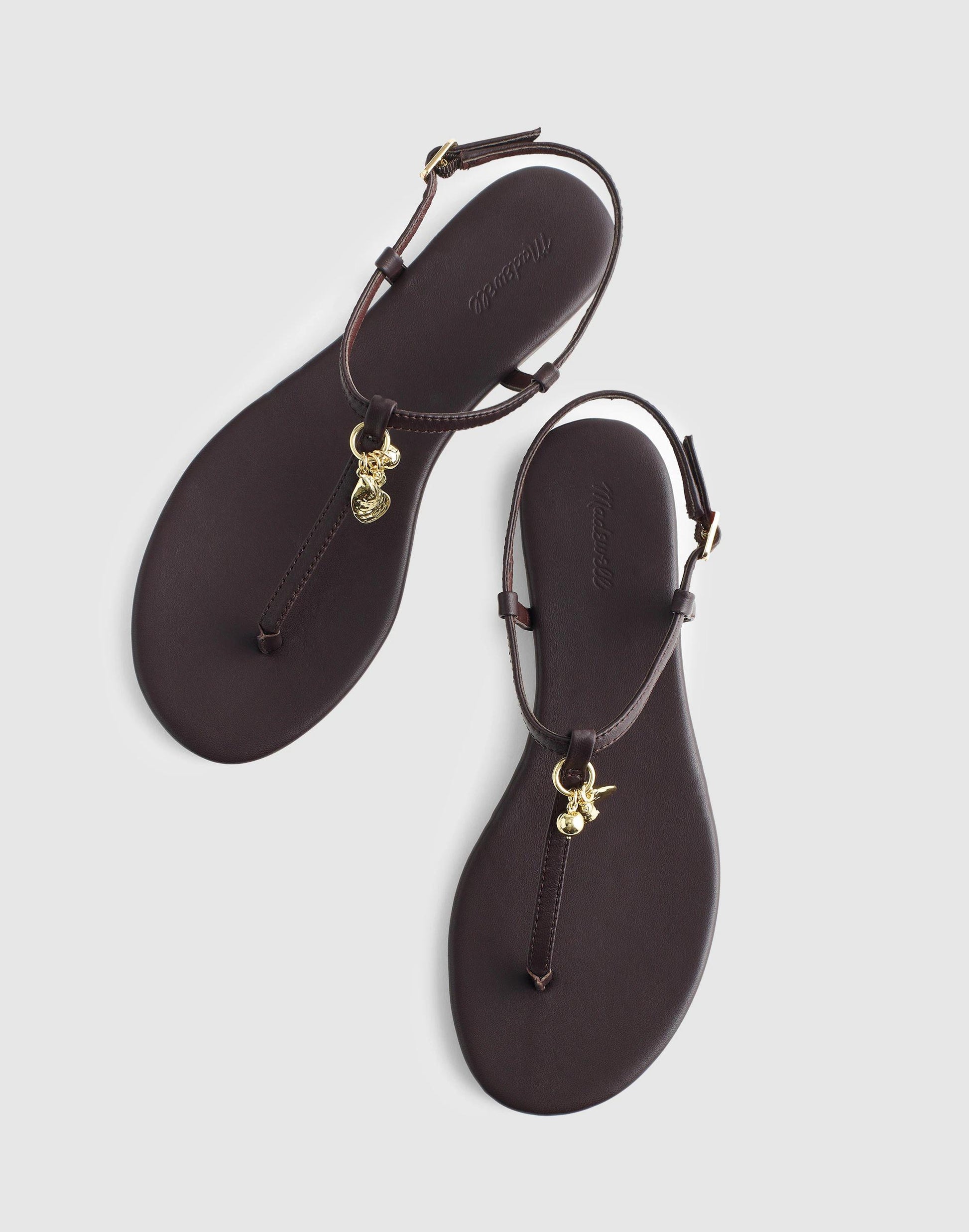 Madewell x Shopbop Iggy Charm T-Strap Sandal in Leather Coffee Bean | Madewell