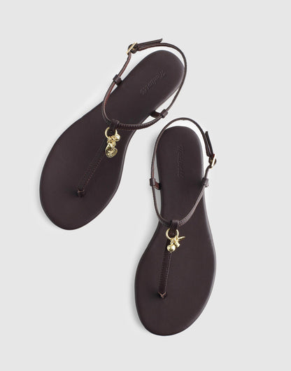 Madewell x Shopbop Iggy Charm T-Strap Sandal in Leather Coffee Bean | Madewell