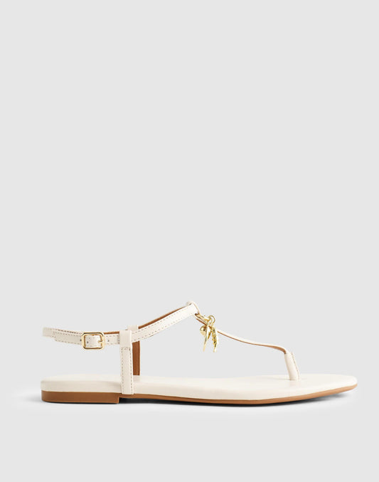 Madewell x Shopbop Iggy Charm T-Strap Sandal in Leather Vintage Ivory | Madewell