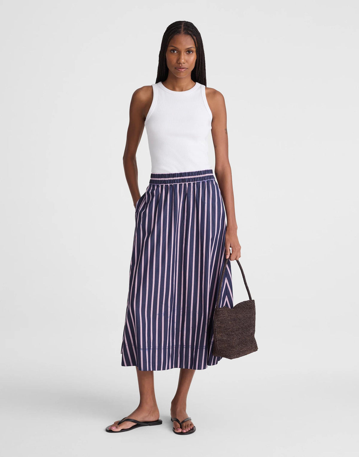 Midi Circle Skirt in Poplin Classic Indigo | Madewell