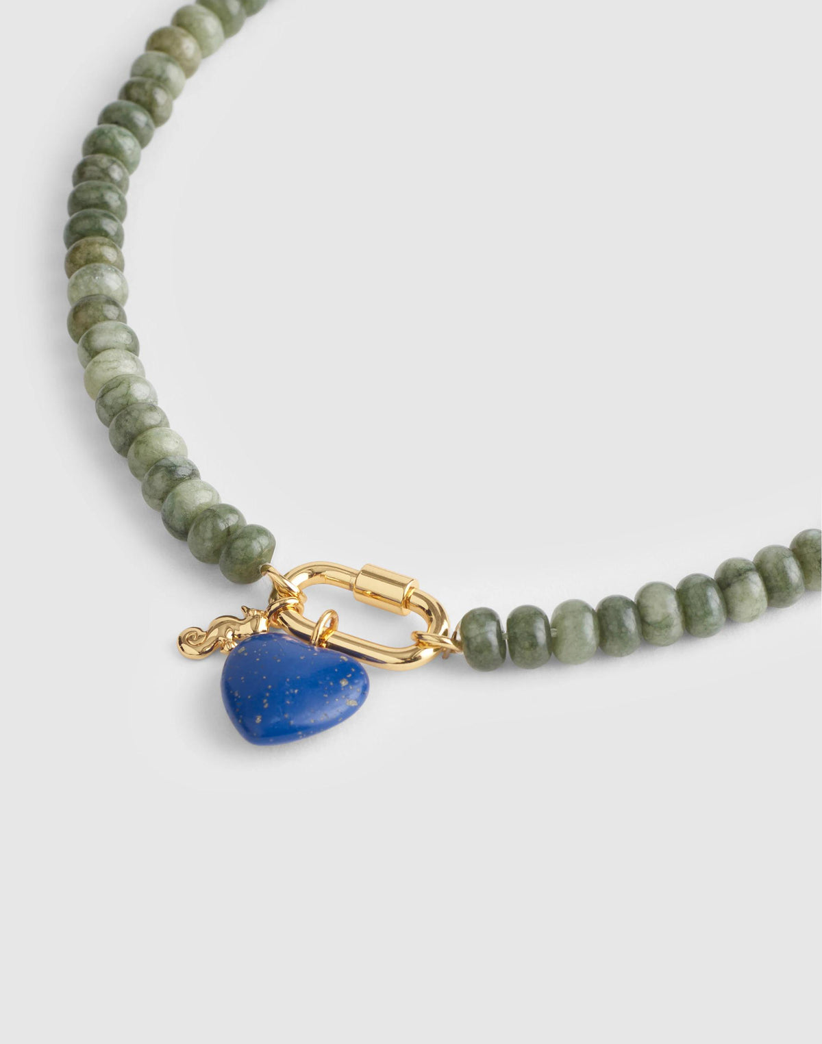 Semiprecious Beaded Carabiner Charm Necklace Faded Ivy | Madewell