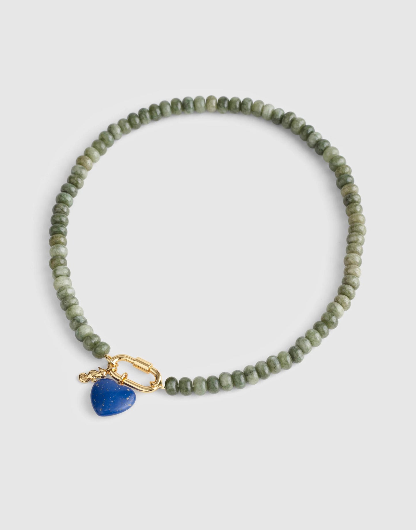 Semiprecious Beaded Carabiner Charm Necklace Faded Ivy | Madewell