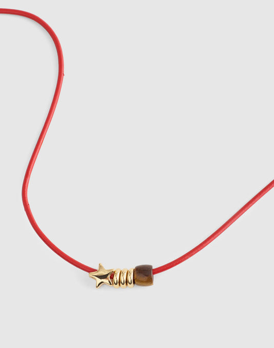 Semiprecious Charm Leather Choker Necklace Cherry | Madewell