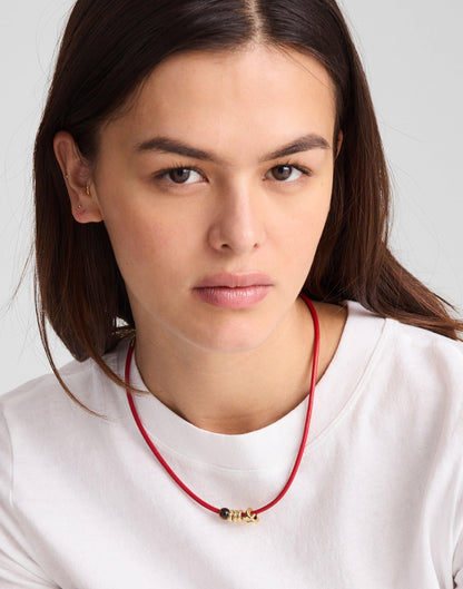 Semiprecious Charm Leather Choker Necklace Cherry | Madewell