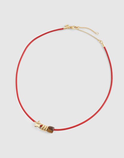 Semiprecious Charm Leather Choker Necklace Cherry | Madewell