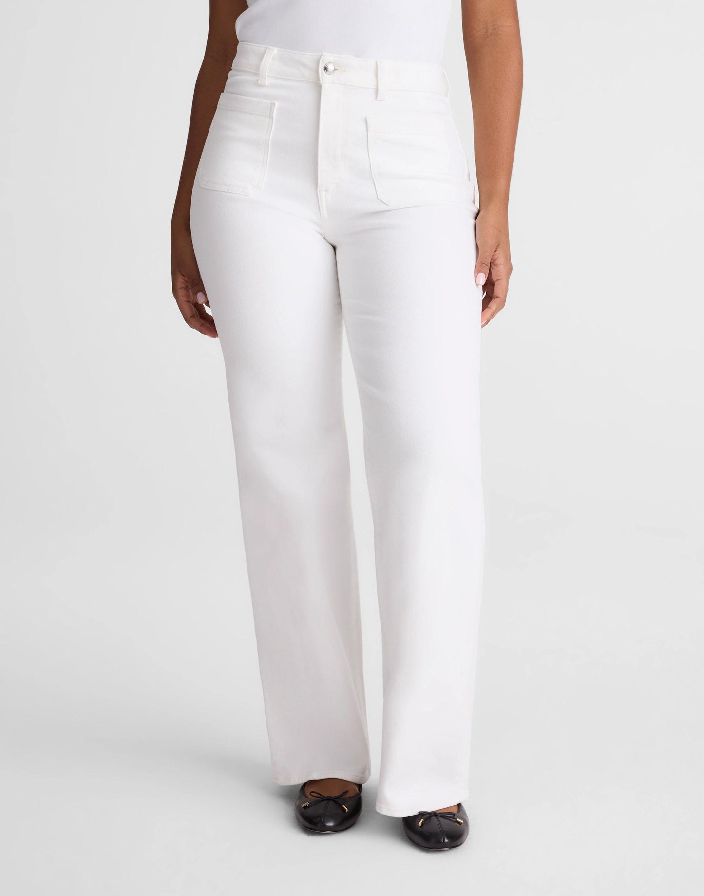 The Curvy Emmy Wide-Leg Jean in Super Stretch Denim Tile White | Madewell