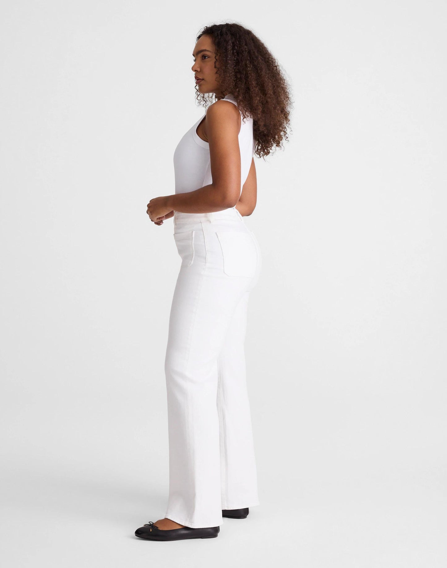 The Curvy Emmy Wide-Leg Jean in Super Stretch Denim Tile White | Madewell