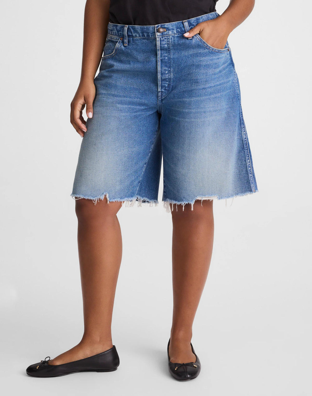The Curvy Essex Long Baggy Short Retro Bright Wash | Madewell