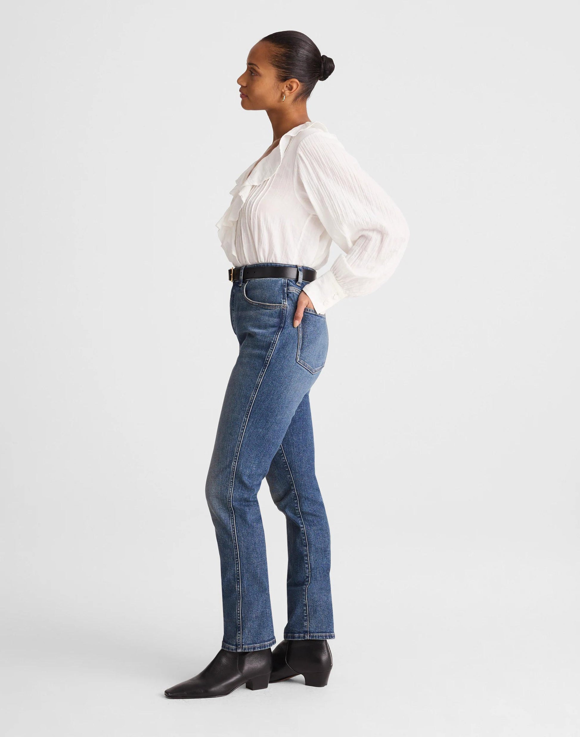 The Curvy Pencil Jean in Super Stretch Denim Concho Wash | Madewell
