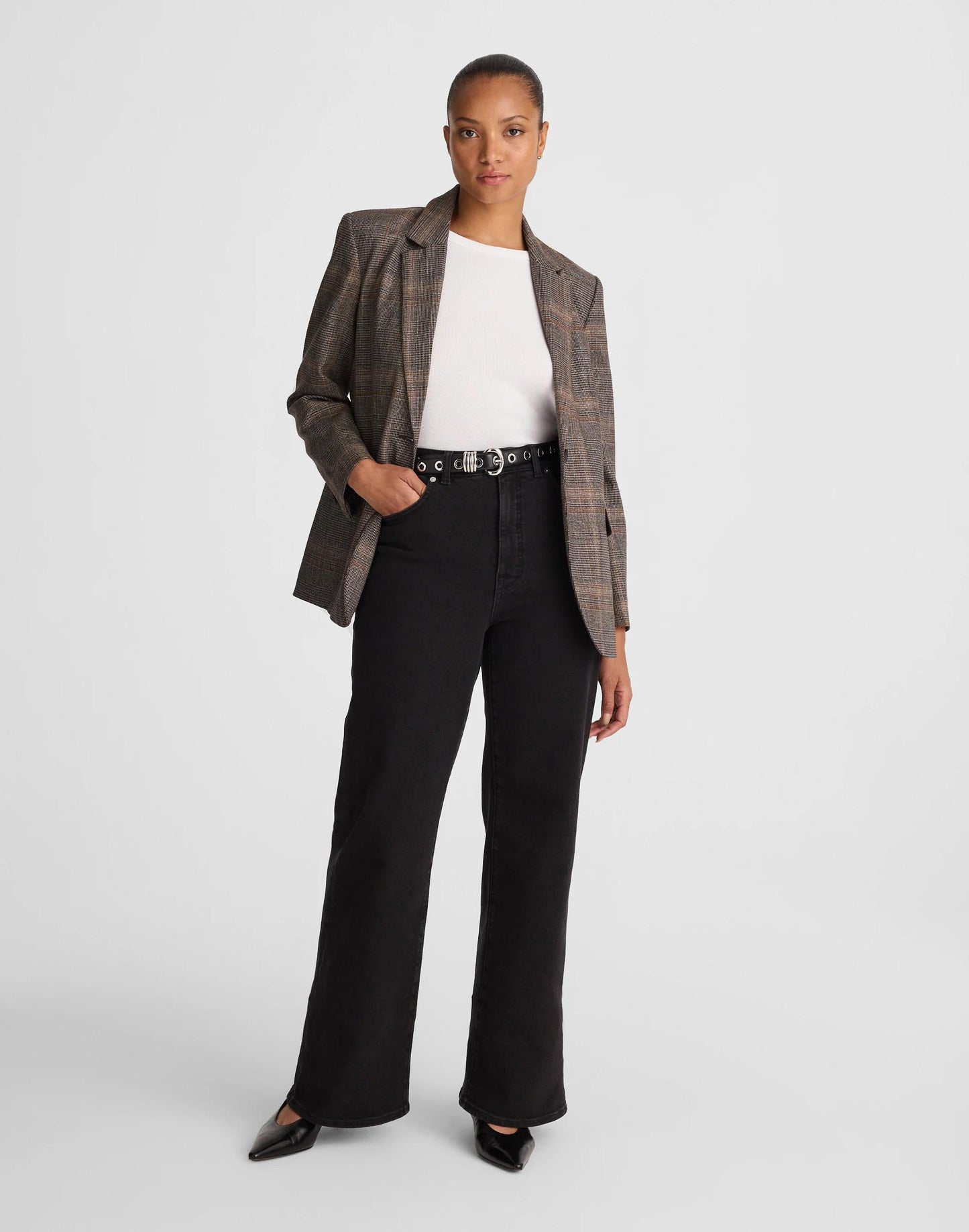 The Curvy Wide-Leg Jean in Super Stretch Denim Black Frost | Madewell