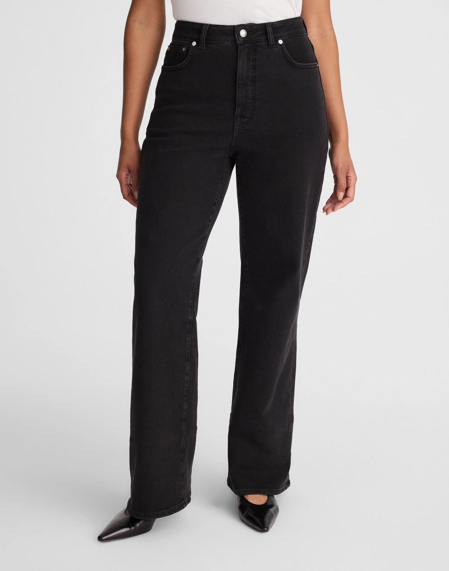 The Curvy Wide-Leg Jean in Super Stretch Denim Black Frost | Madewell