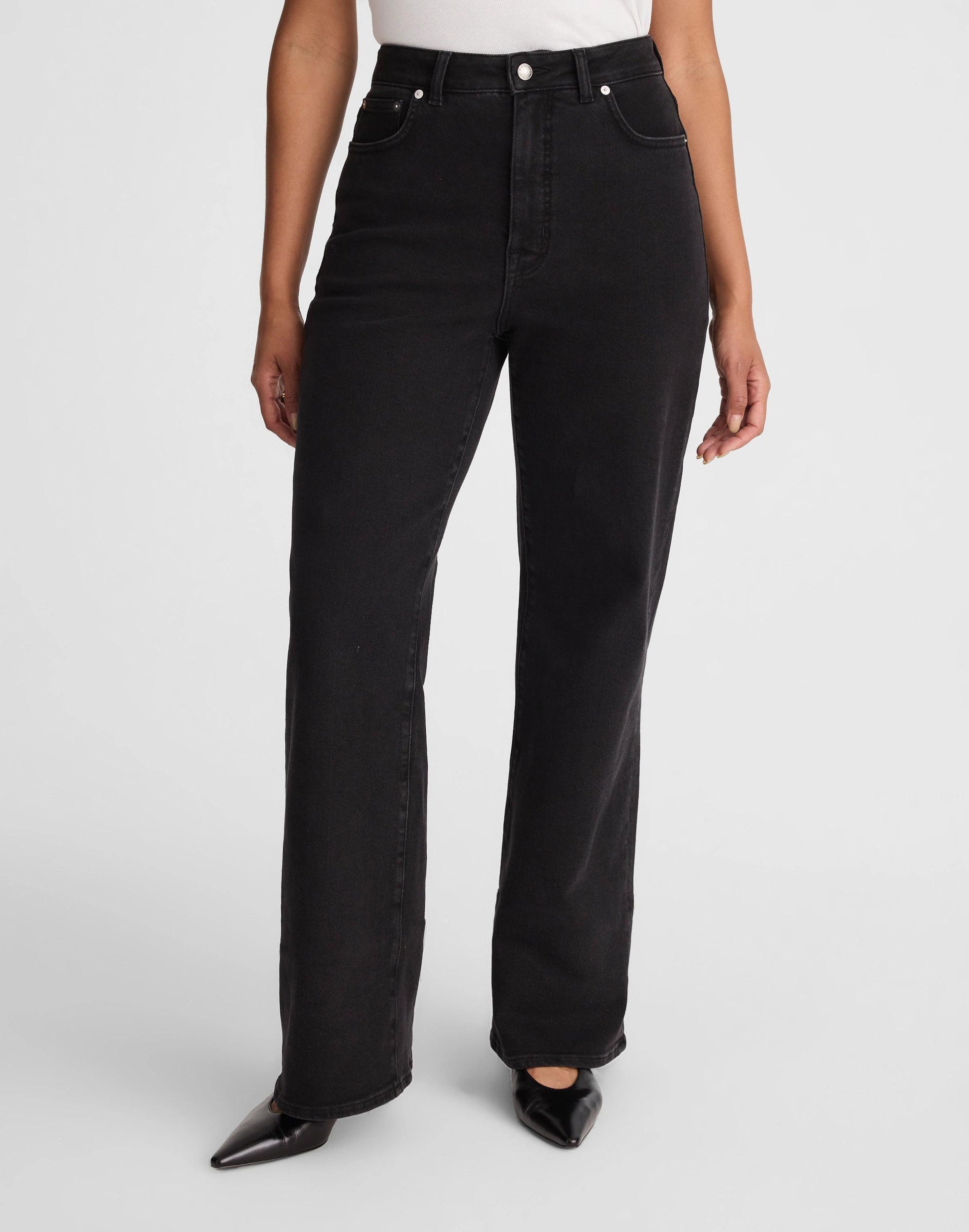 The Curvy Wide-Leg Jean in Super Stretch Denim Black Frost | Madewell