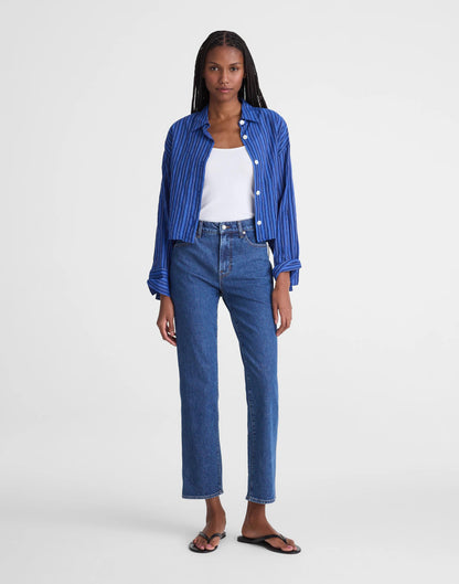 The Short Longline Straight Crop Jean Marina Blue | Madewell
