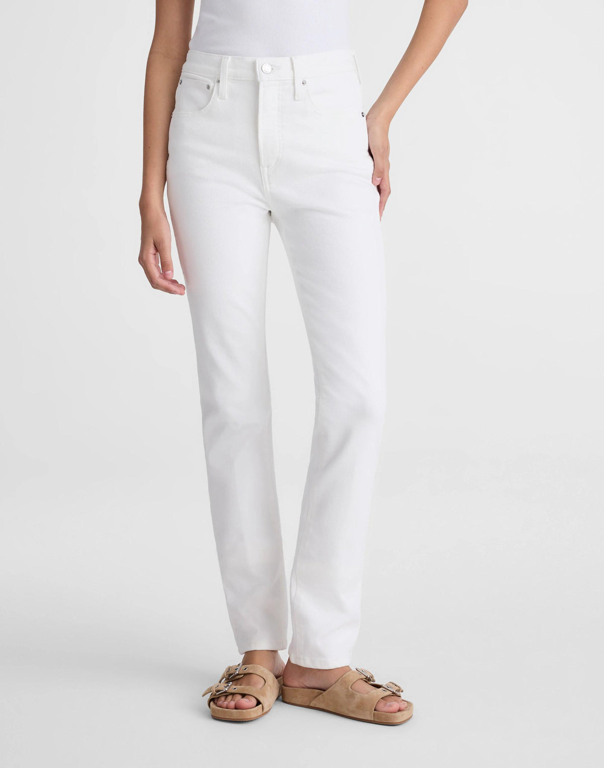 The Short Pencil Jean in Super Stretch Denim Tile White | Madewell