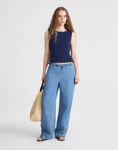 Smocked Boatneck Tank Classic Indigo | Madewell