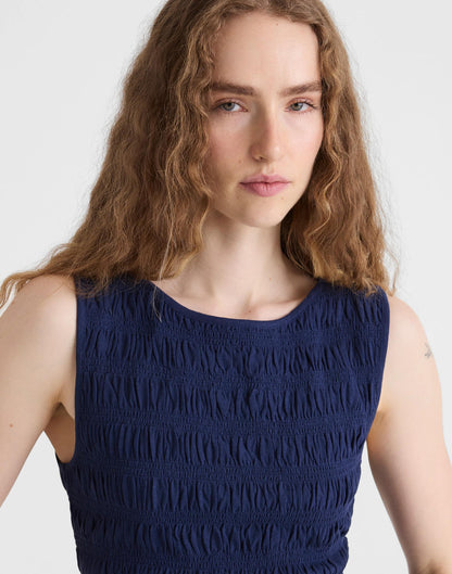 Smocked Boatneck Tank Classic Indigo | Madewell
