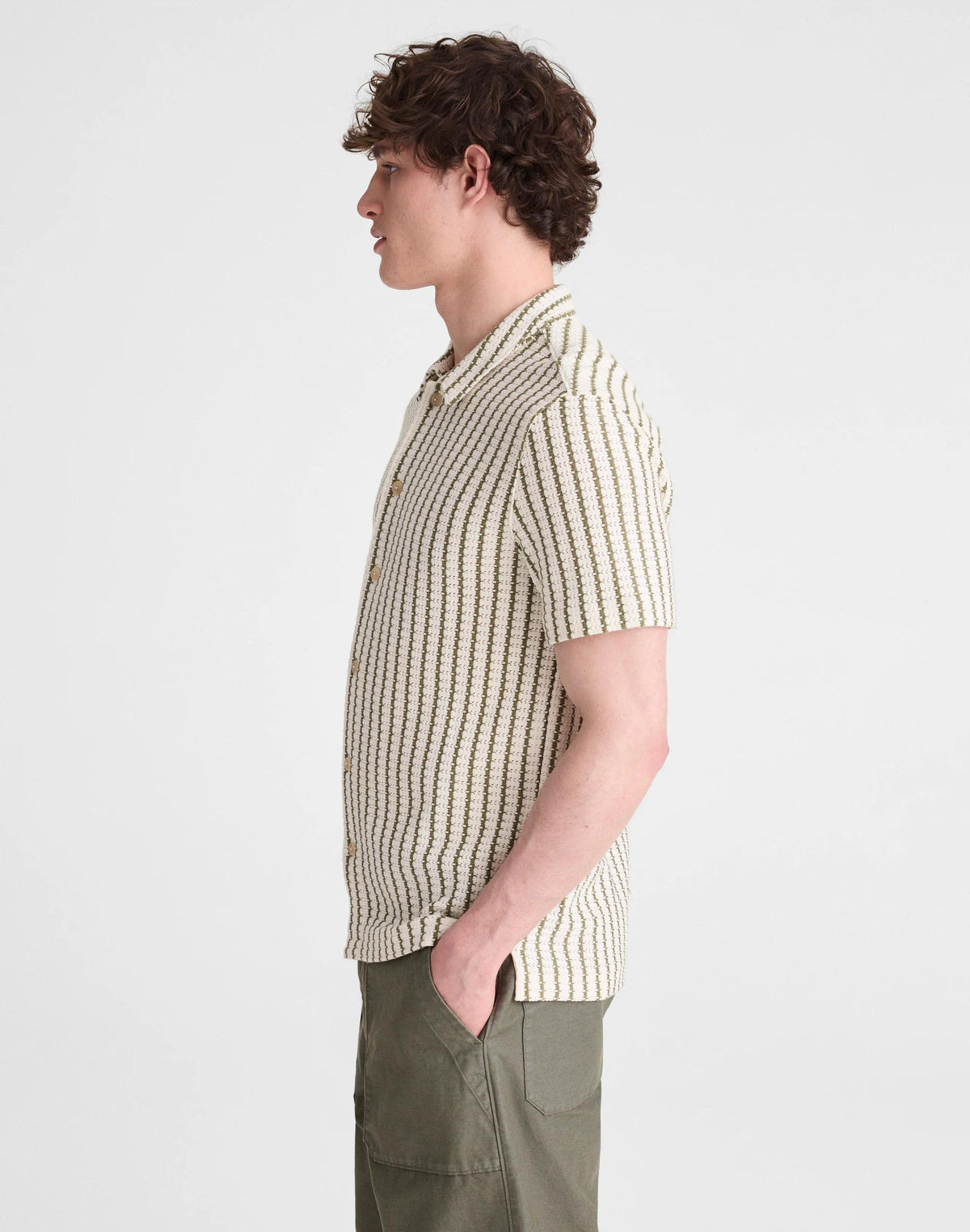 Textured-Knit Short-Sleeve Shirt Vintage Ivory | Madewell