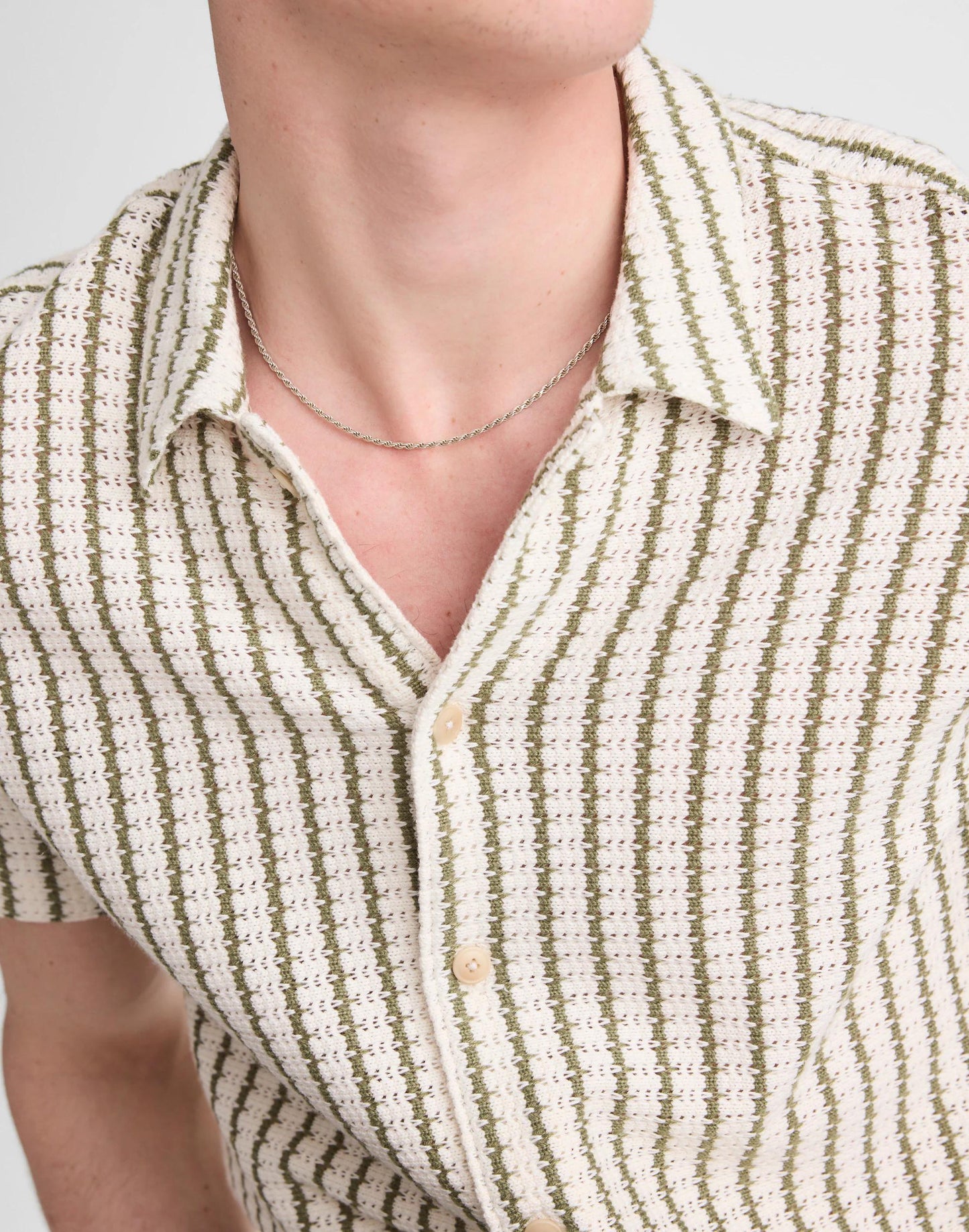 Textured-Knit Short-Sleeve Shirt Vintage Ivory | Madewell