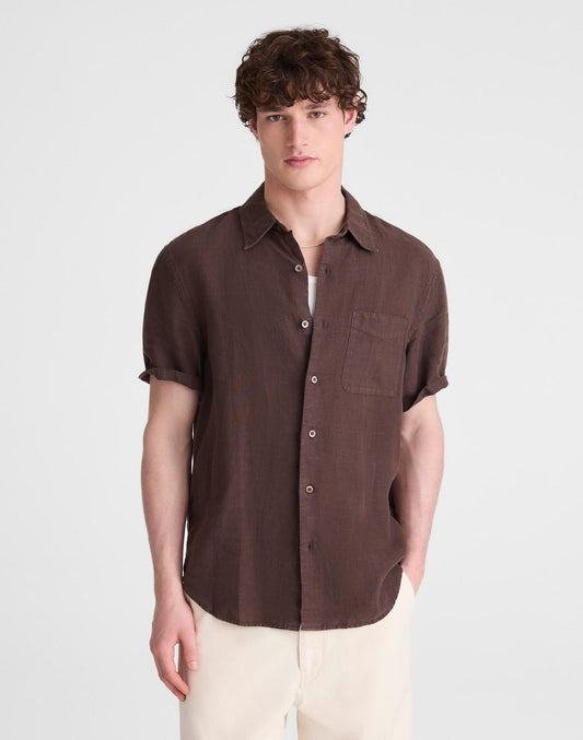 The Allday Short-Sleeve Shirt in Linen Chocolate | Madewell