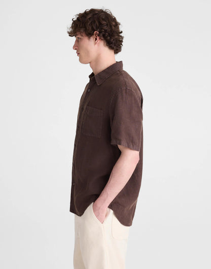 The Allday Short-Sleeve Shirt in Linen Chocolate | Madewell